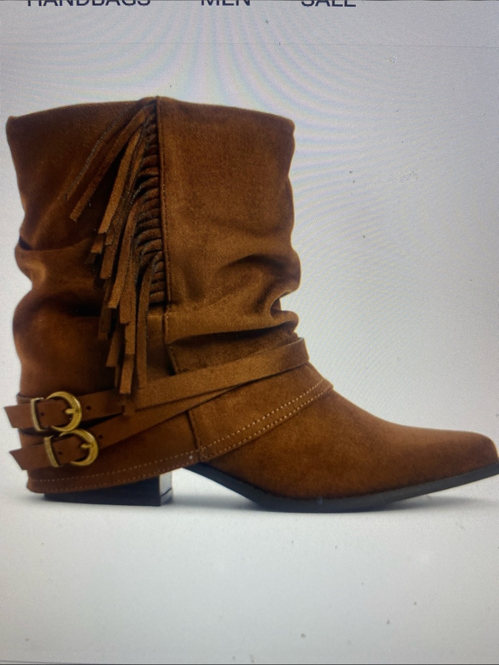 Women's Brown Faux Suede Fringe Ankle Booties with Wrap Straps - Picture 9 of 9